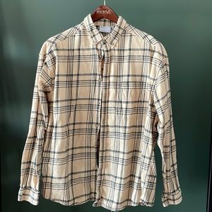 Asos Design Tan & Black Striped Long Sleeve Button Down (Size XL)
